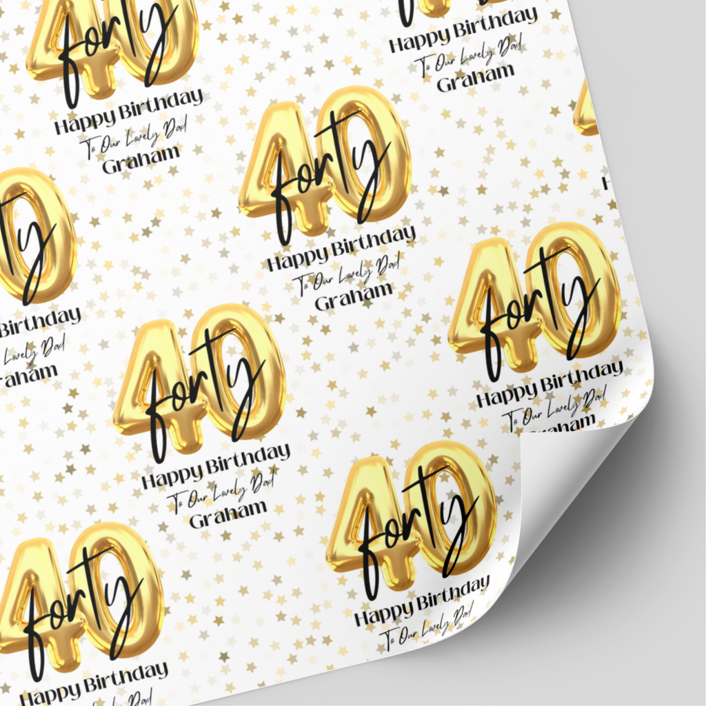 40th Birthday Gold Balloon Wrapping Paper