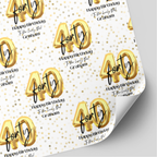 40th Birthday Gold Balloon Wrapping Paper