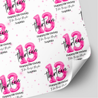 13th Pink Balloon Birthday Wrapping Paper