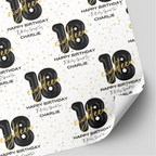 18th Birthday Black & Gold Balloon Wrapping Paper