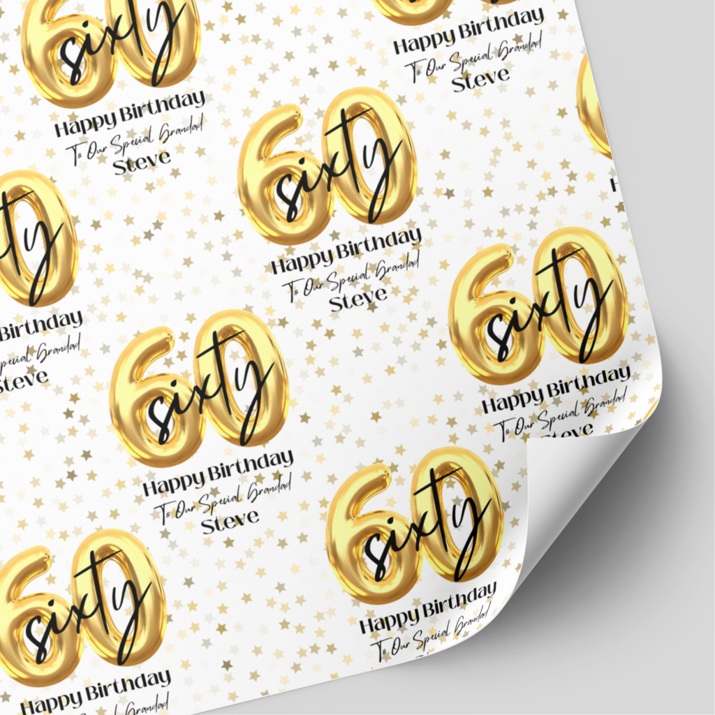60th Birthday Gold Balloon Wrapping Paper