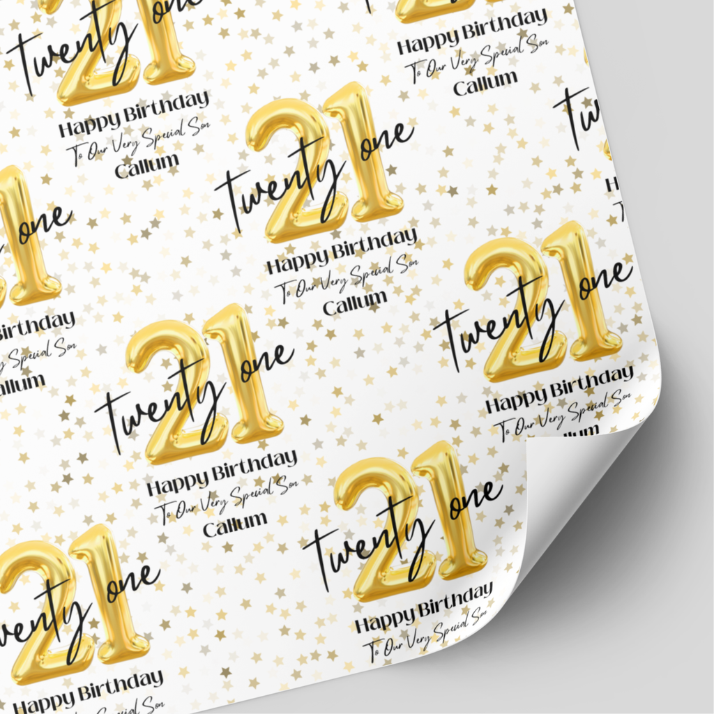 21st Birthday Gold Balloon Wrapping Paper