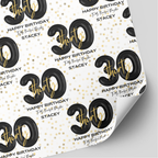 30th Birthday Black & Gold Balloon Wrapping Paper