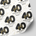 40th Birthday Black & Gold Balloon Wrapping Paper
