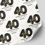 40th Birthday Black & Gold Balloon Wrapping Paper