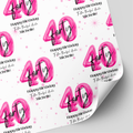 40th Birthday Pink Balloon Wrapping Paper