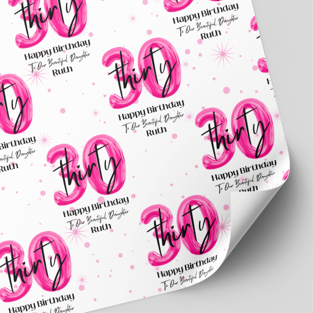 30th Birthday Pink Balloon Wrapping Paper