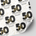50th Birthday Black & Gold Balloon Wrapping Paper