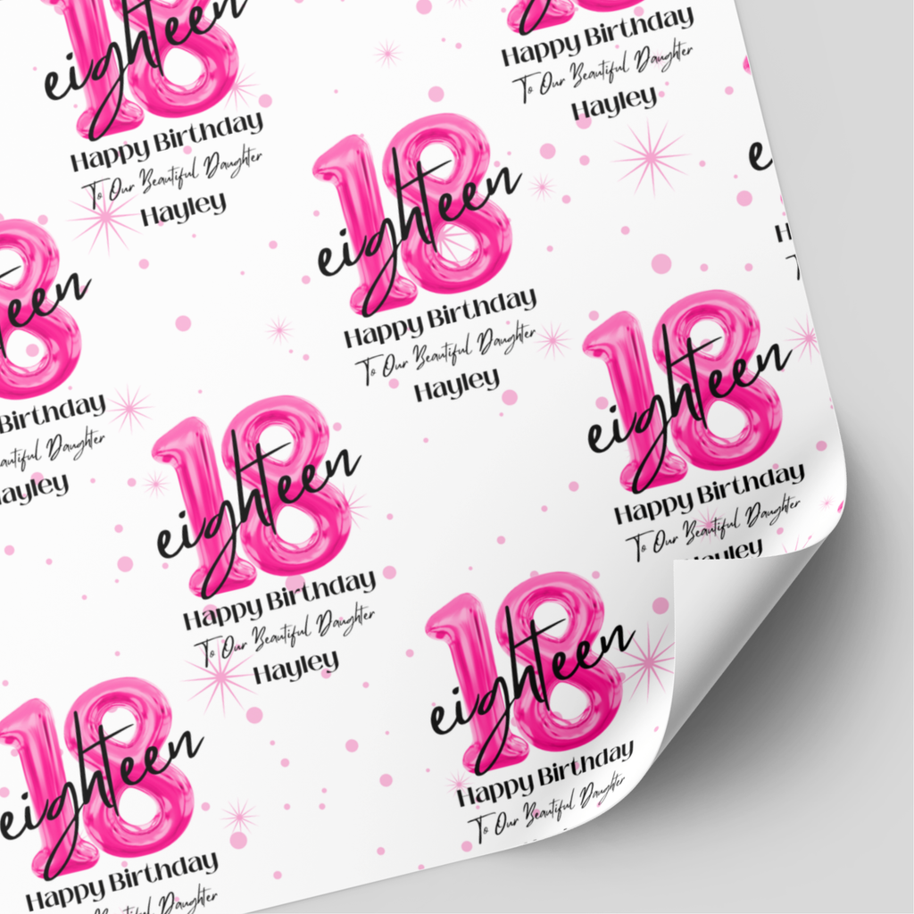 18th Birthday Pink Balloon Wrapping Paper