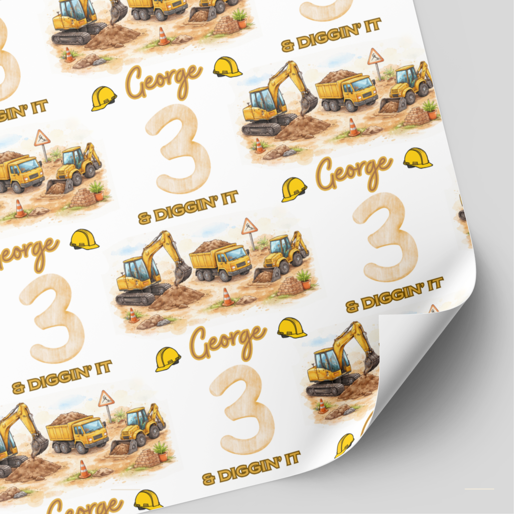 Digger Birthday Wrapping Paper