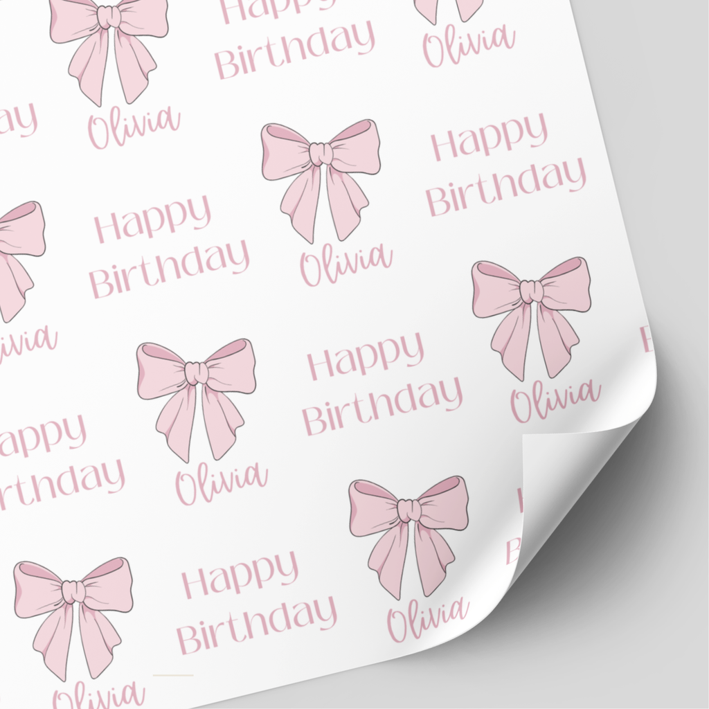 Pink Bow Birthday Wrapping Paper