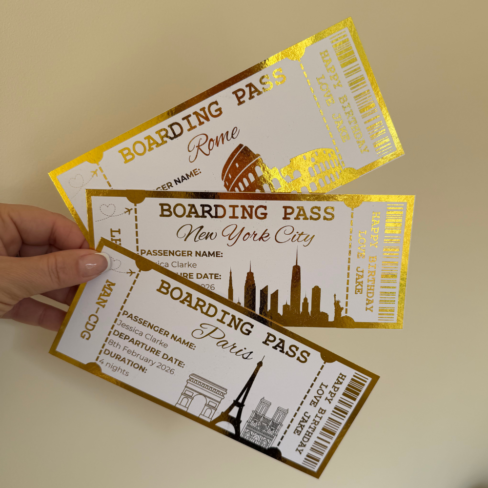 Personalised Travel Boarding Pass Foil Ticket