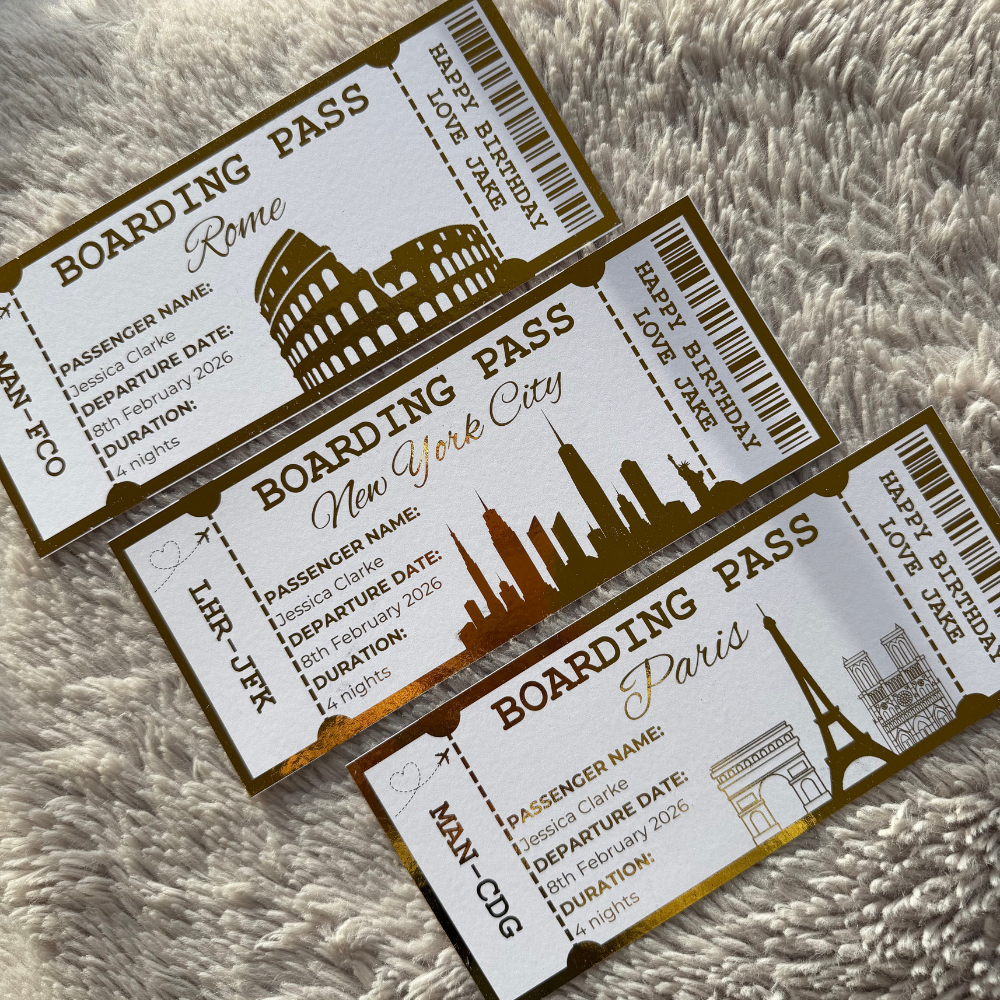 Personalised Travel Boarding Pass Foil Ticket