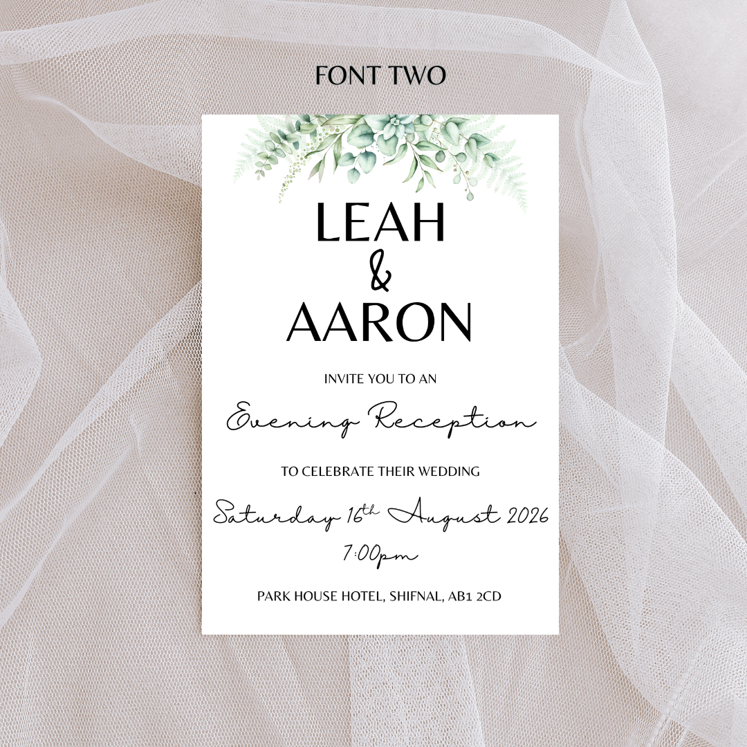 Ivory Floral Evening Reception Invitation | SRP1