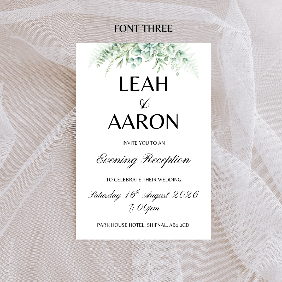 Ivory Floral Evening Reception Invitation | SRP1