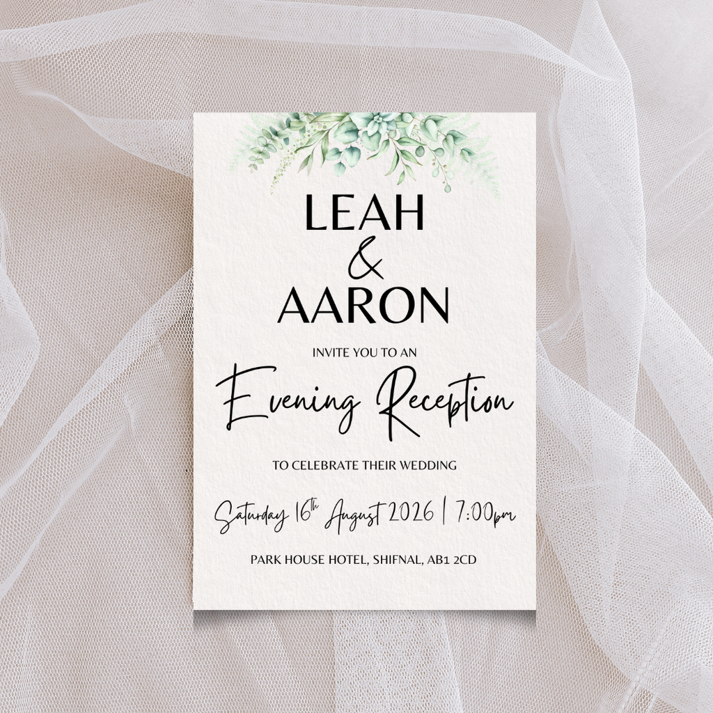 Ivory Floral Evening Reception Invitation | SRP1
