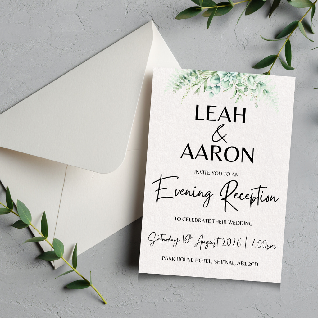 Ivory Floral Evening Reception Invitation | SRP1