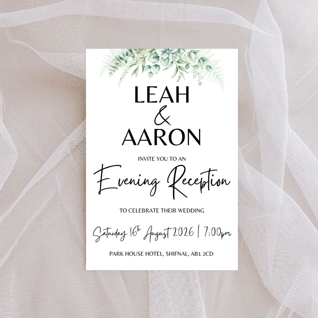 White Floral Evening Reception Invitation | SRP1