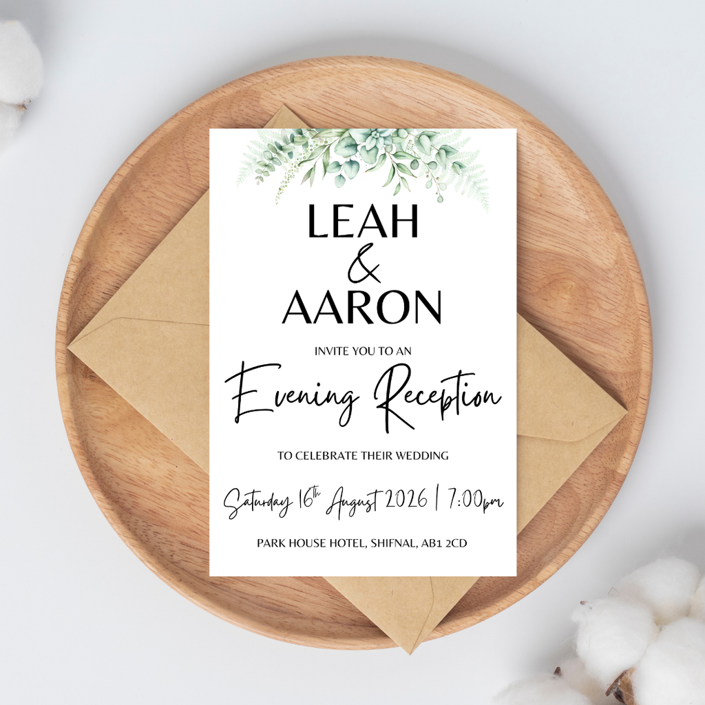 White Floral Evening Reception Invitation | SRP1