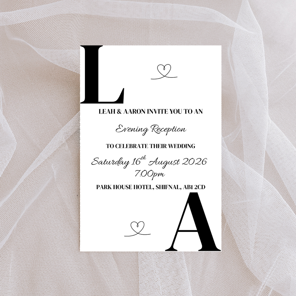 Simple Black Initial Evening Reception Invitation | SRP8