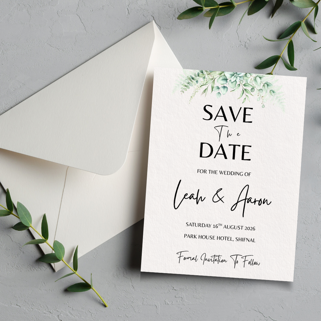 Ivory Floral Save The Date Card | SRP1