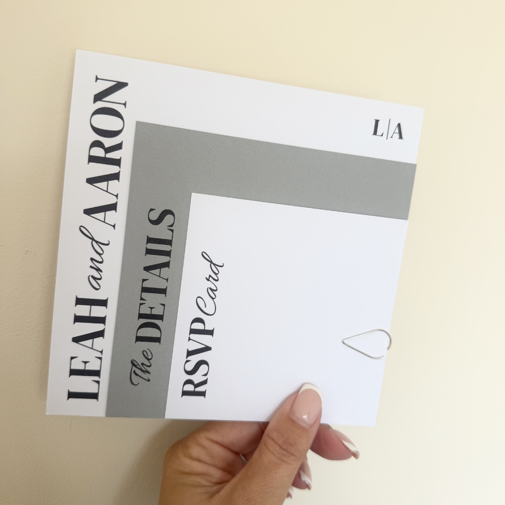 Square Wedding Invitation Set | Stacked Wedding Invites | 3 Piece Wedding Invitations | Storm Grey