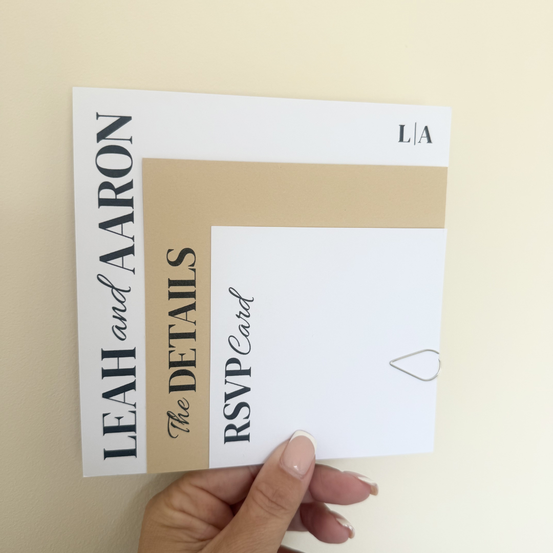 Square Wedding Invitation Set | Stacked Wedding Invites | 3 Piece Wedding Invitations | Fawn