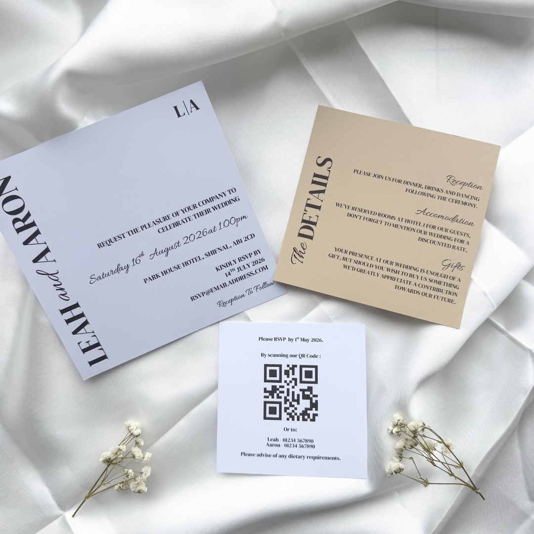 Square Wedding Invitation Set | Stacked Wedding Invites | 3 Piece Wedding Invitations | Fawn