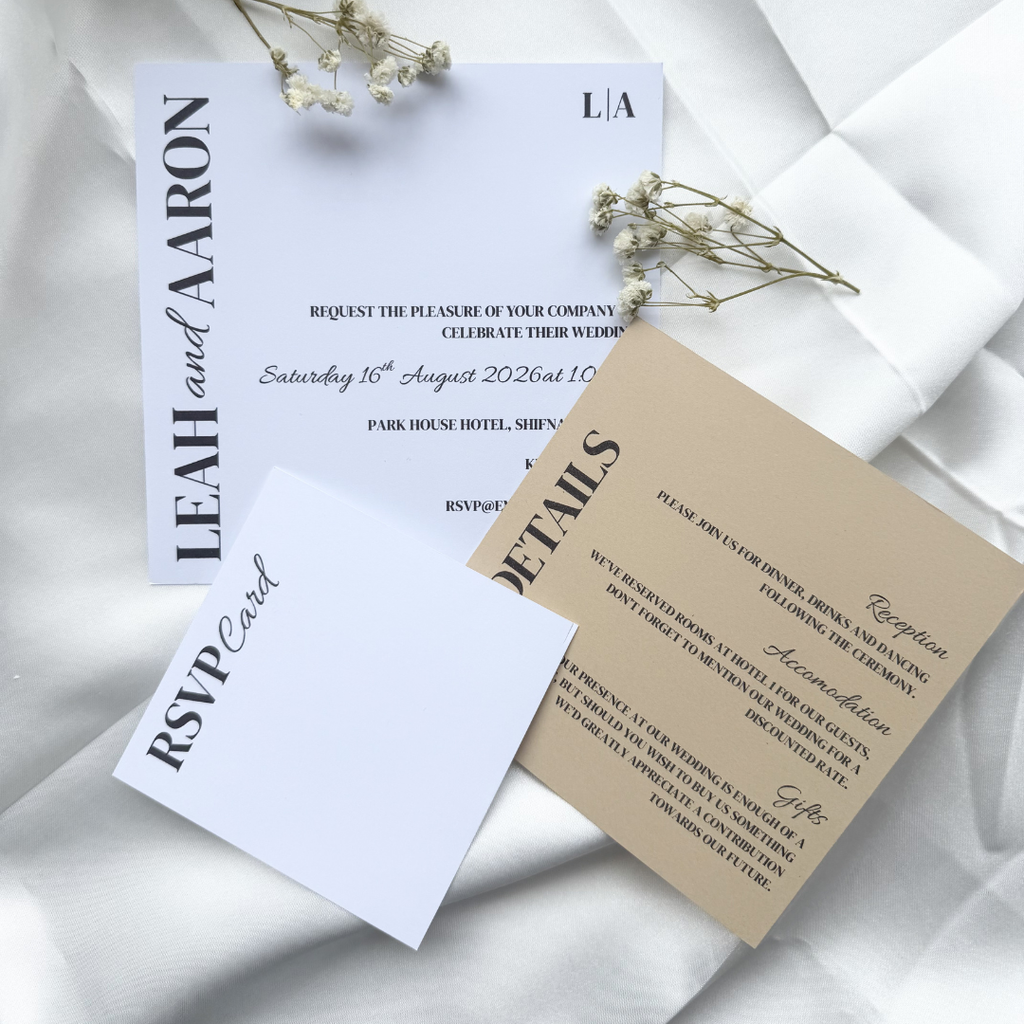 Square Wedding Invitation Set | Stacked Wedding Invites | 3 Piece Wedding Invitations | Fawn