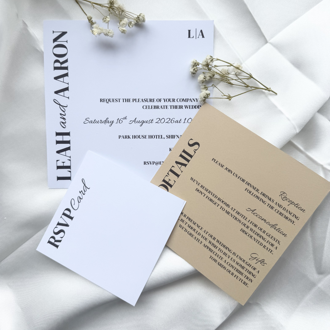 Square Wedding Invitation Set | Stacked Wedding Invites | 3 Piece Wedding Invitations | Fawn