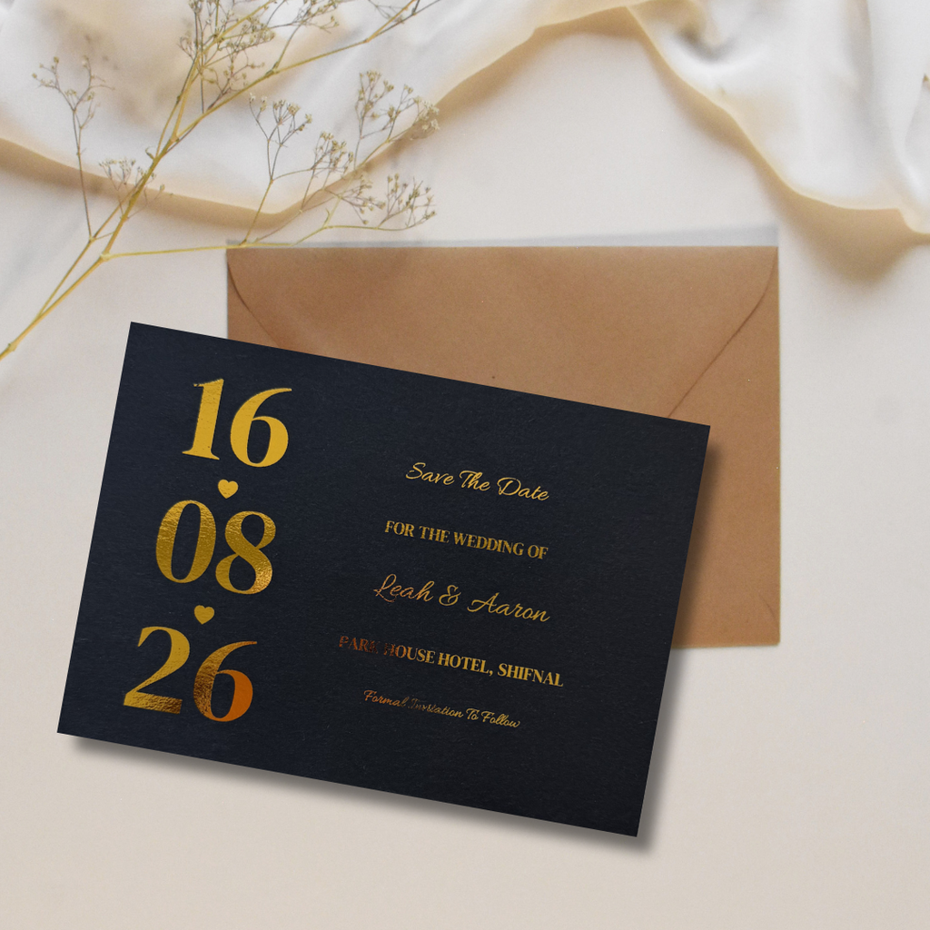 Black & Gold Foil Save The Date Cards | SRP3