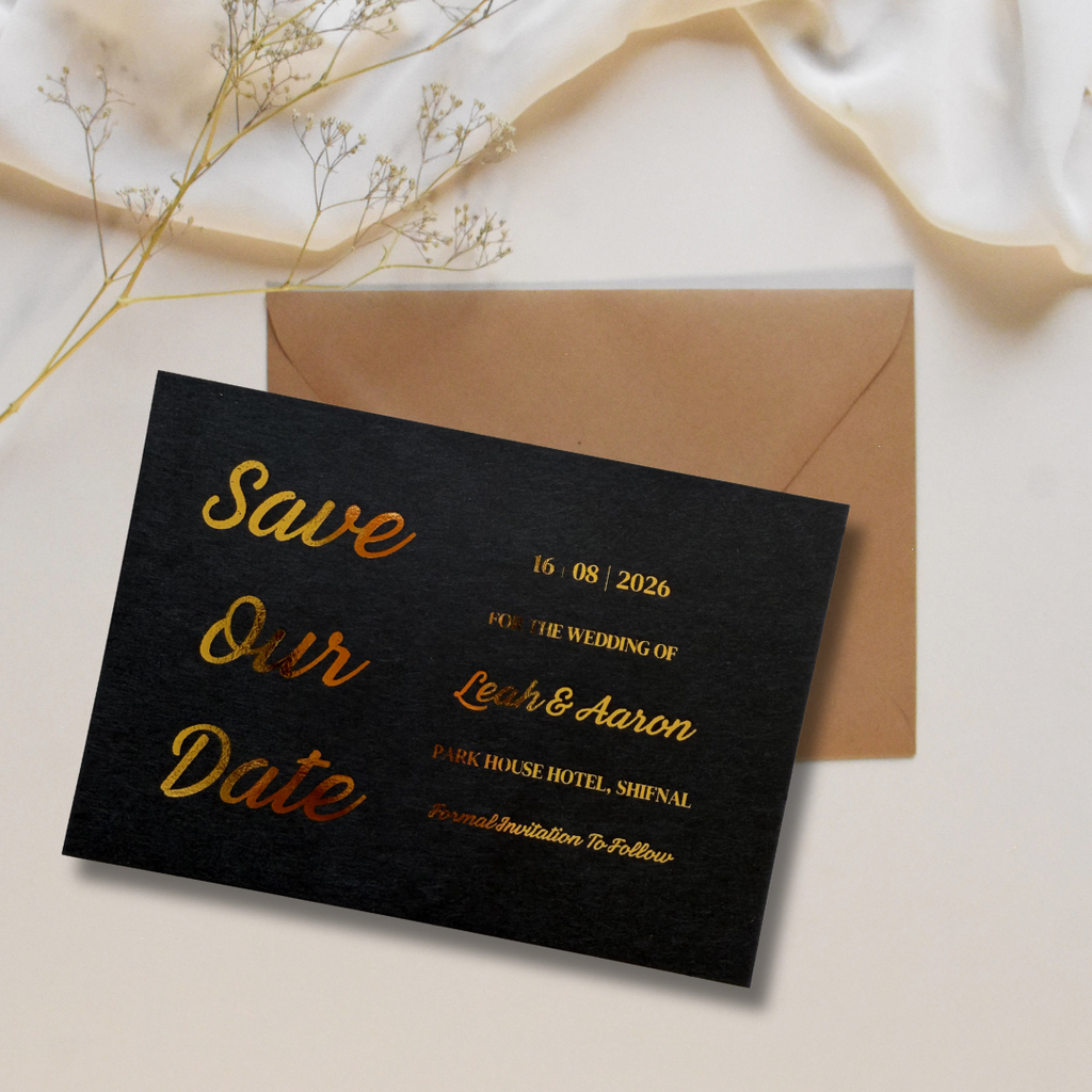 Black & Gold Foil Save The Date Cards | SRP4