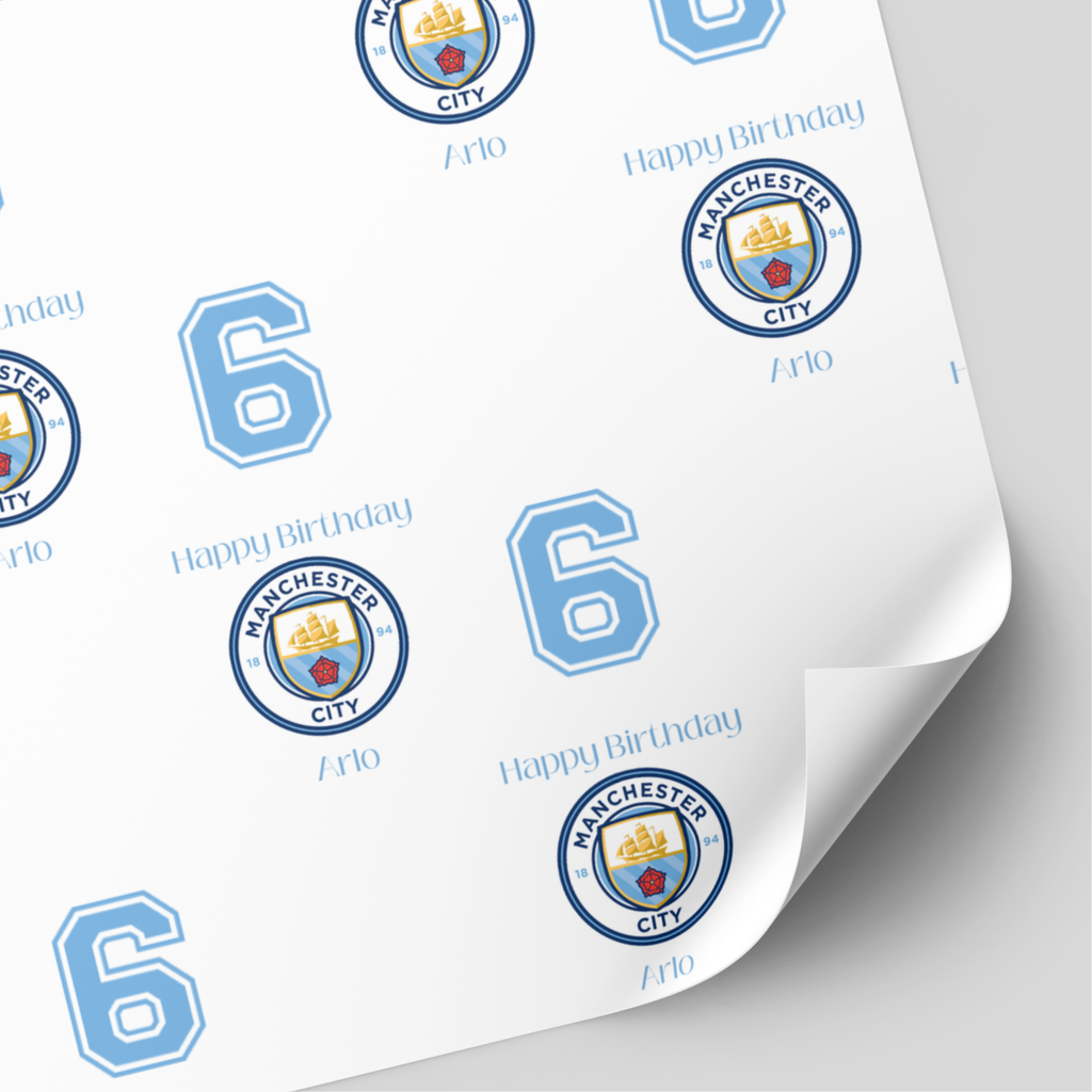 Manchester City Football Birthday Wrapping Paper