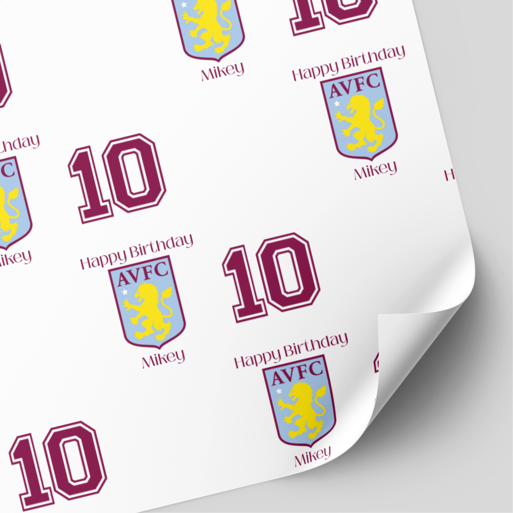 Aston Villa Football Birthday Wrapping Paper