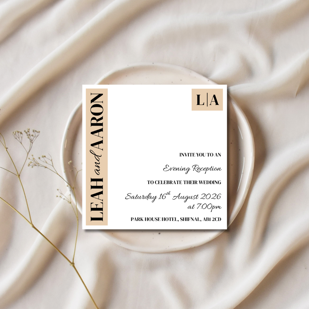 Beige Evening Reception Invitation | SRP SQ6