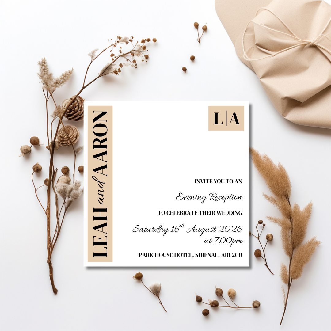 Beige Evening Reception Invitation | SRP SQ6