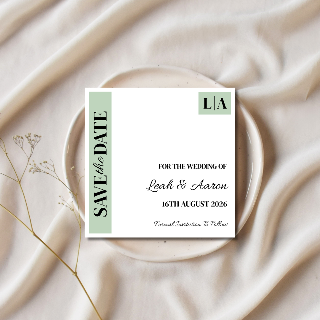Sage Green Save The Date Cards | SRP SQ3