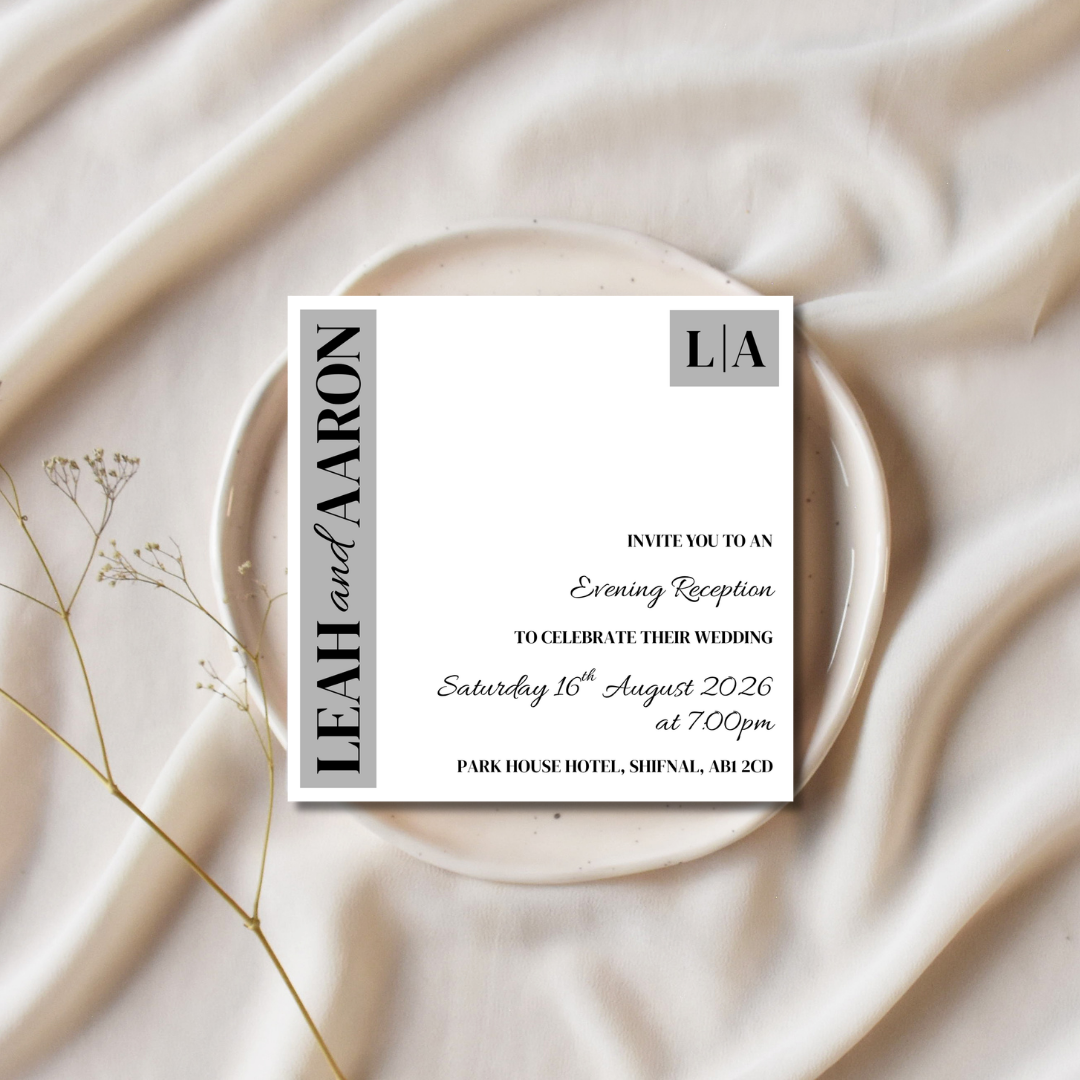 Grey Evening Reception Invitation | SRP SQ4