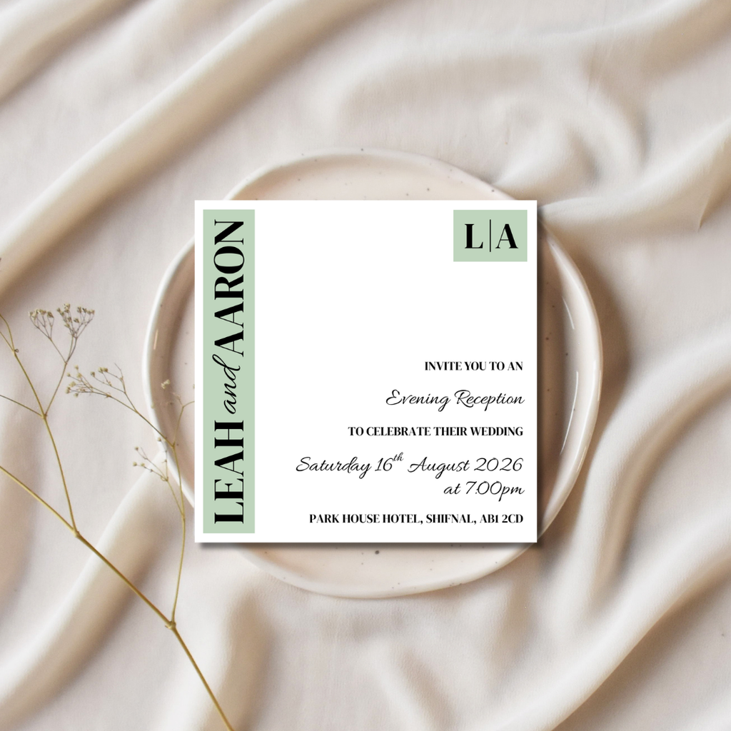 Sage Green Evening Reception Invitation | SRP SQ3
