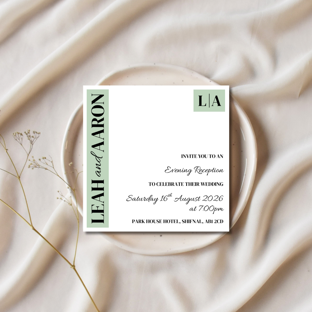 Sage Green Evening Reception Invitation | SRP SQ3