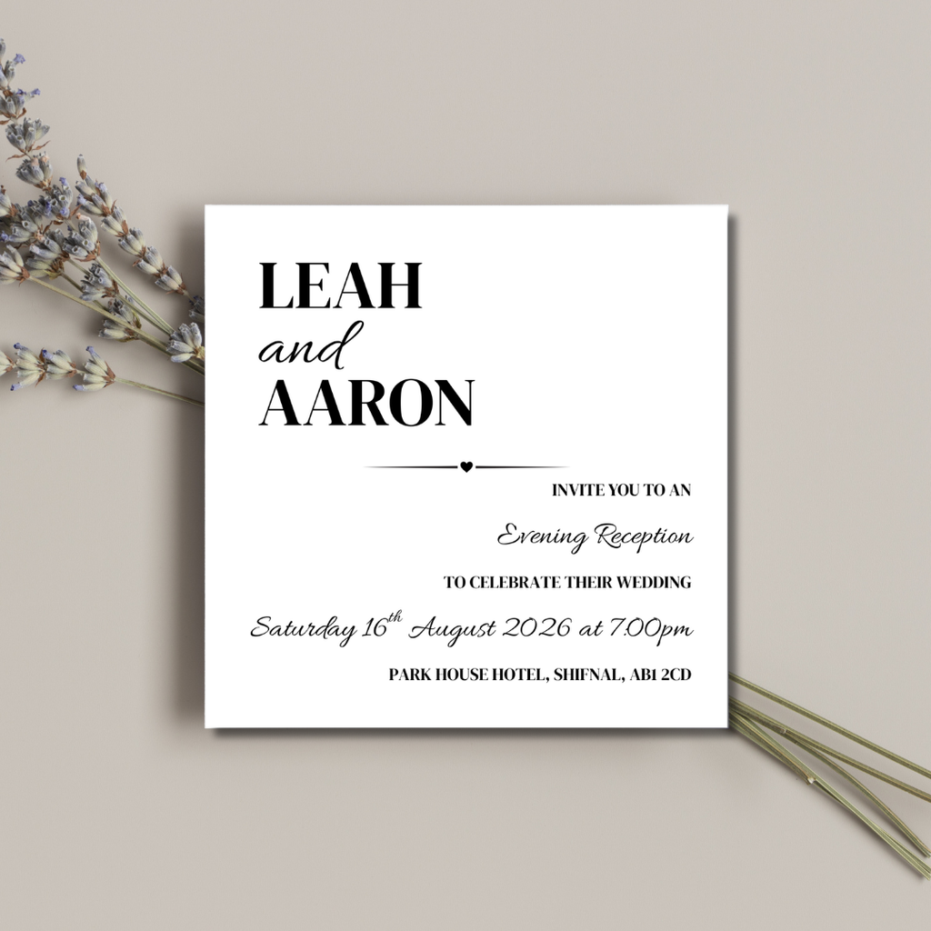 Simple Square Evening Reception Invitation | SRP SQ1