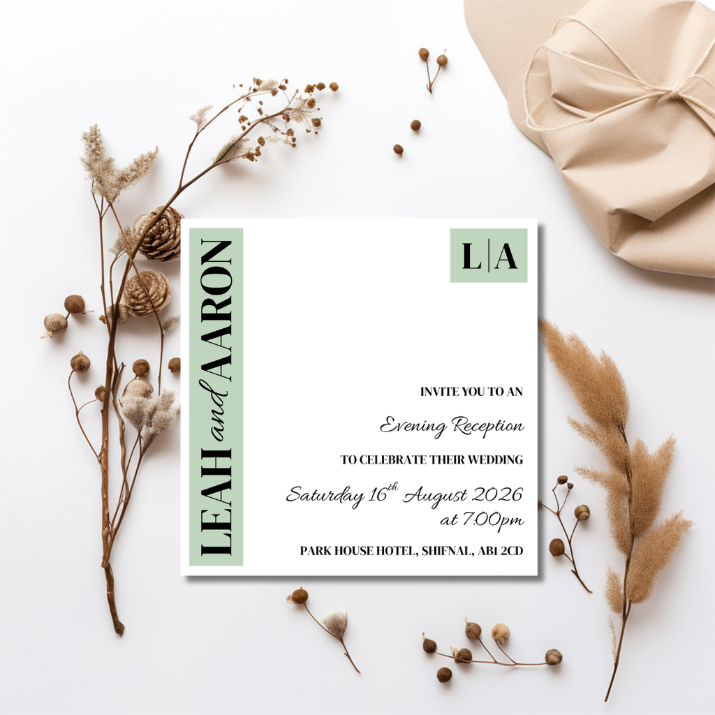Sage Green Evening Reception Invitation | SRP SQ3