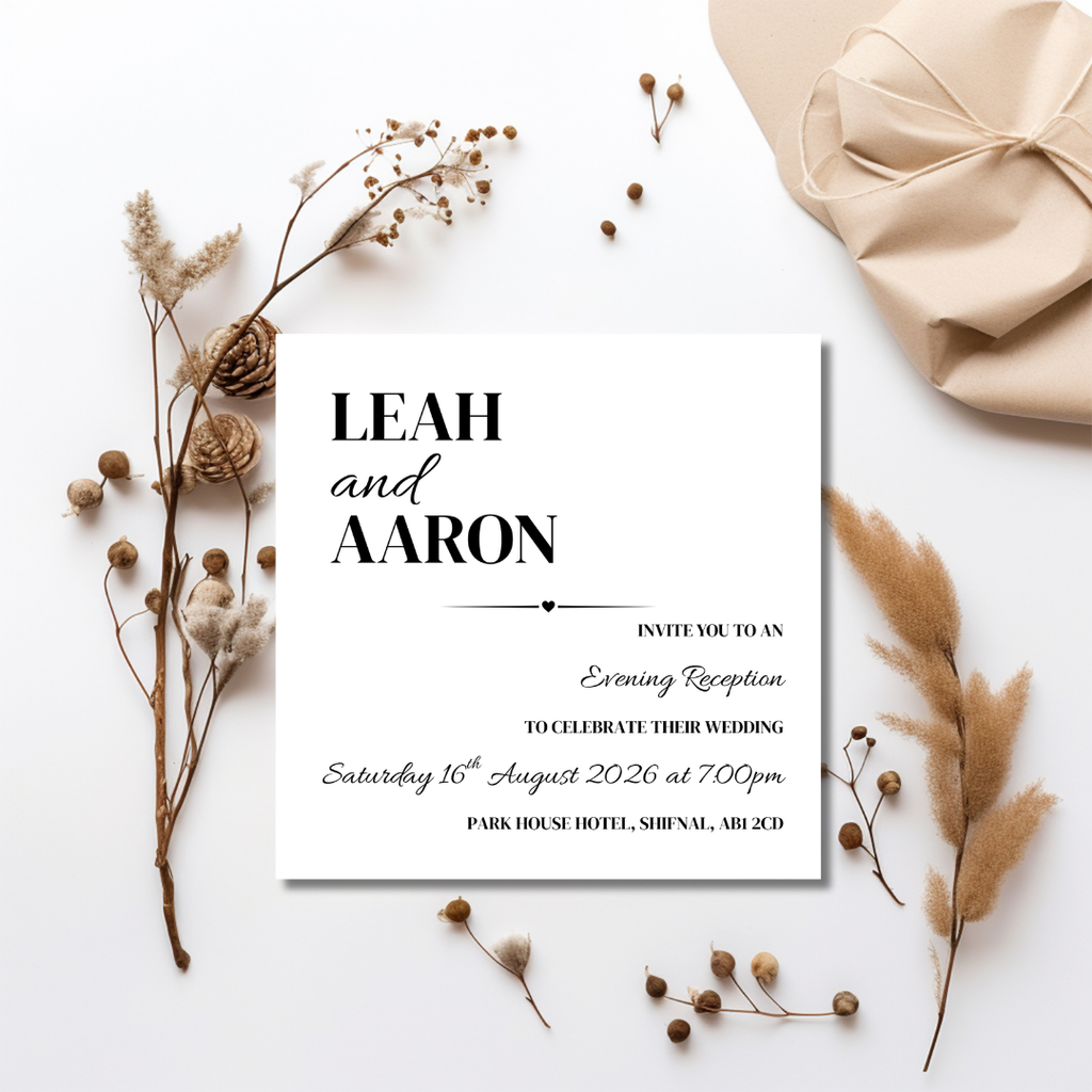 Simple Square Evening Reception Invitation | SRP SQ1