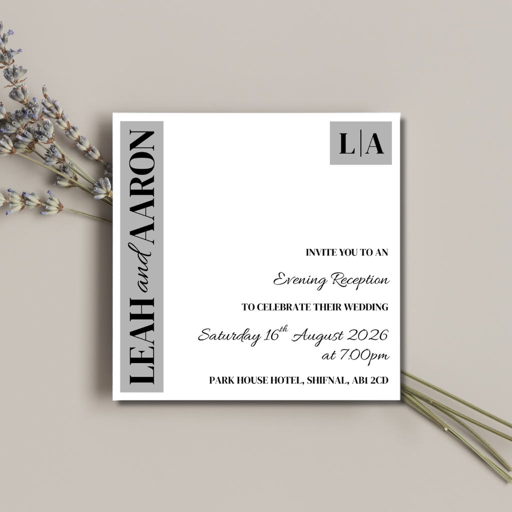 Grey Evening Reception Invitation | SRP SQ4