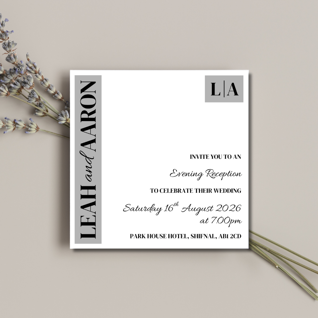 Grey Evening Reception Invitation | SRP SQ4