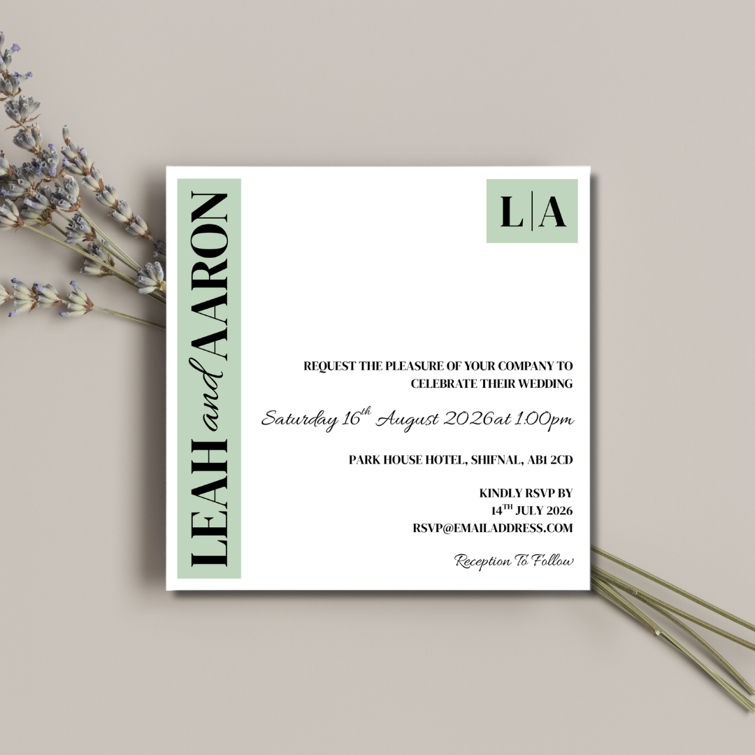 Sage Green Wedding Invitation | SRP SQ3