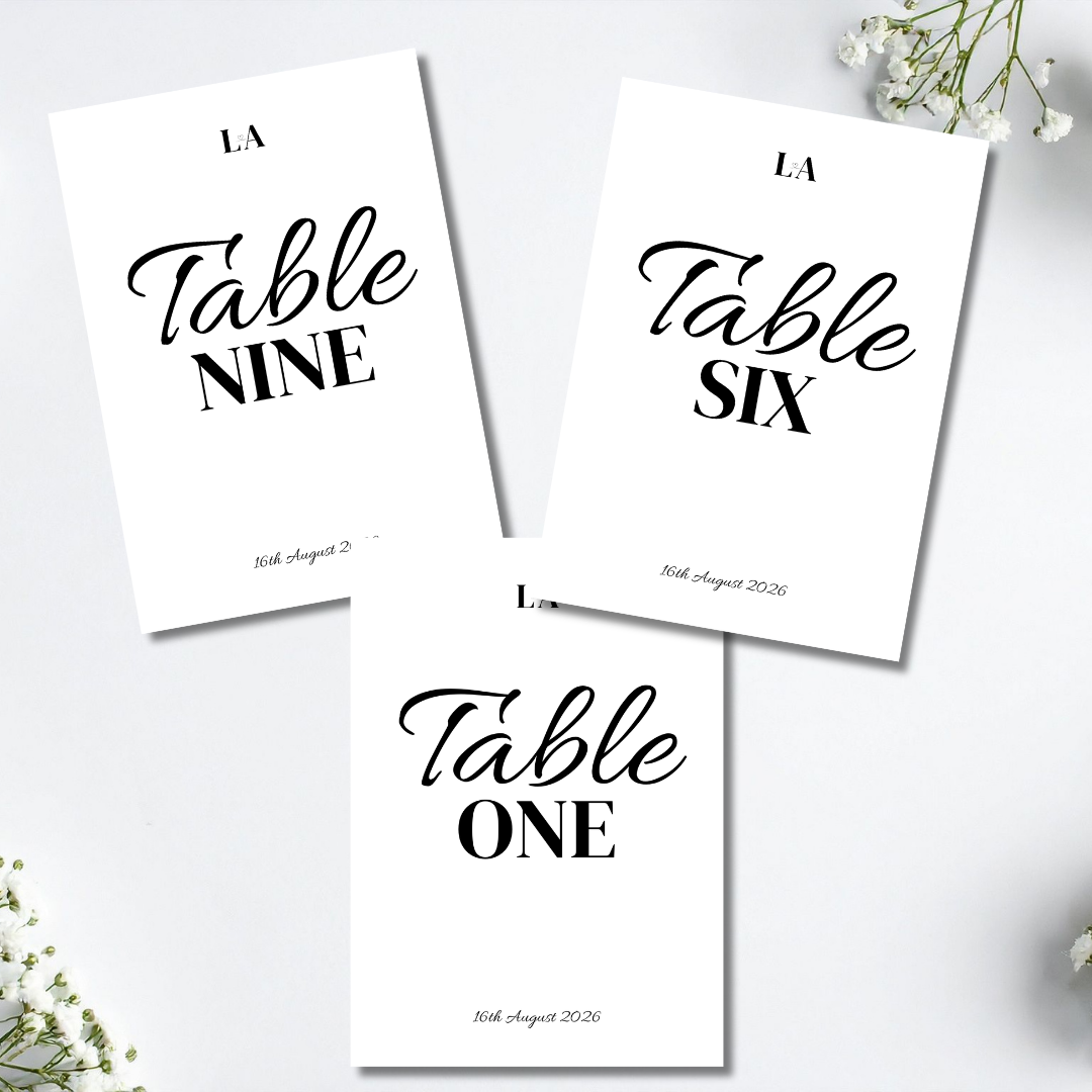 Simple Wedding Table Numbers | SRP2