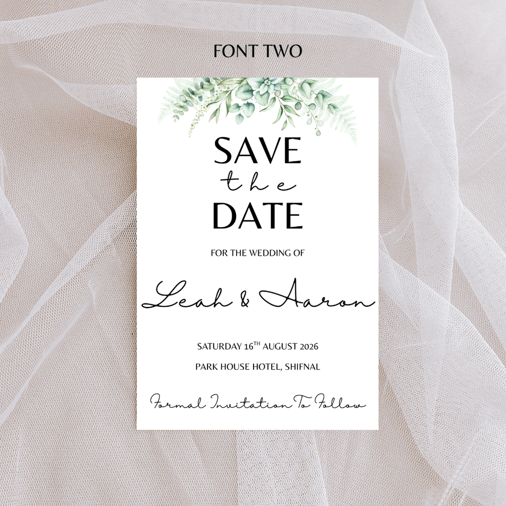 White Floral Save The Date Card | SRP1