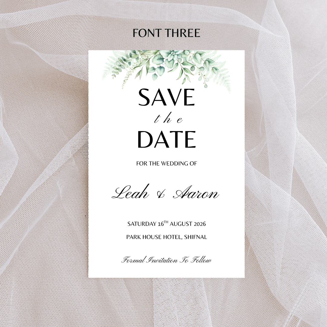White Floral Save The Date Card | SRP1
