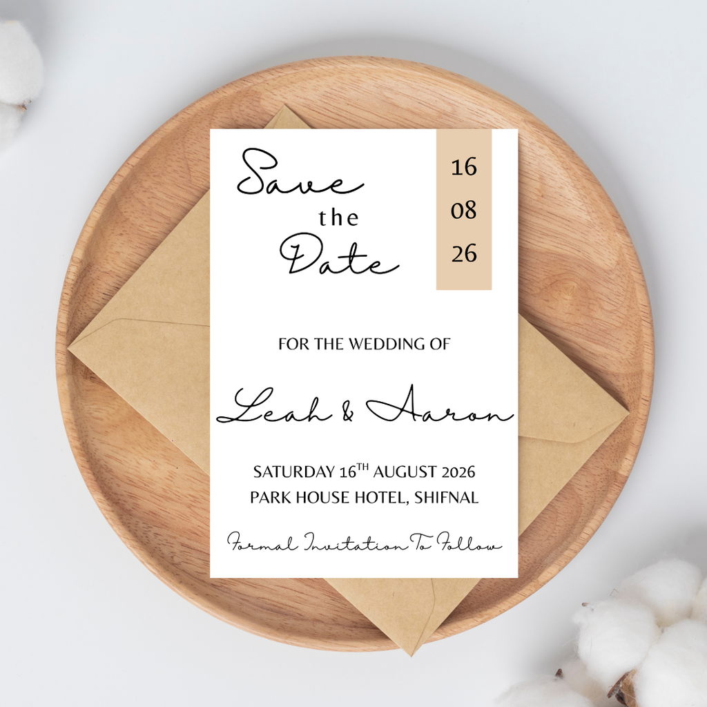 Simple Beige Save The Date Cards | SRP4